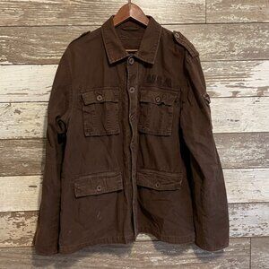 Vintage Peace Efforts Utility Jacket Micro's Clothing Co. Distressed Brown Field